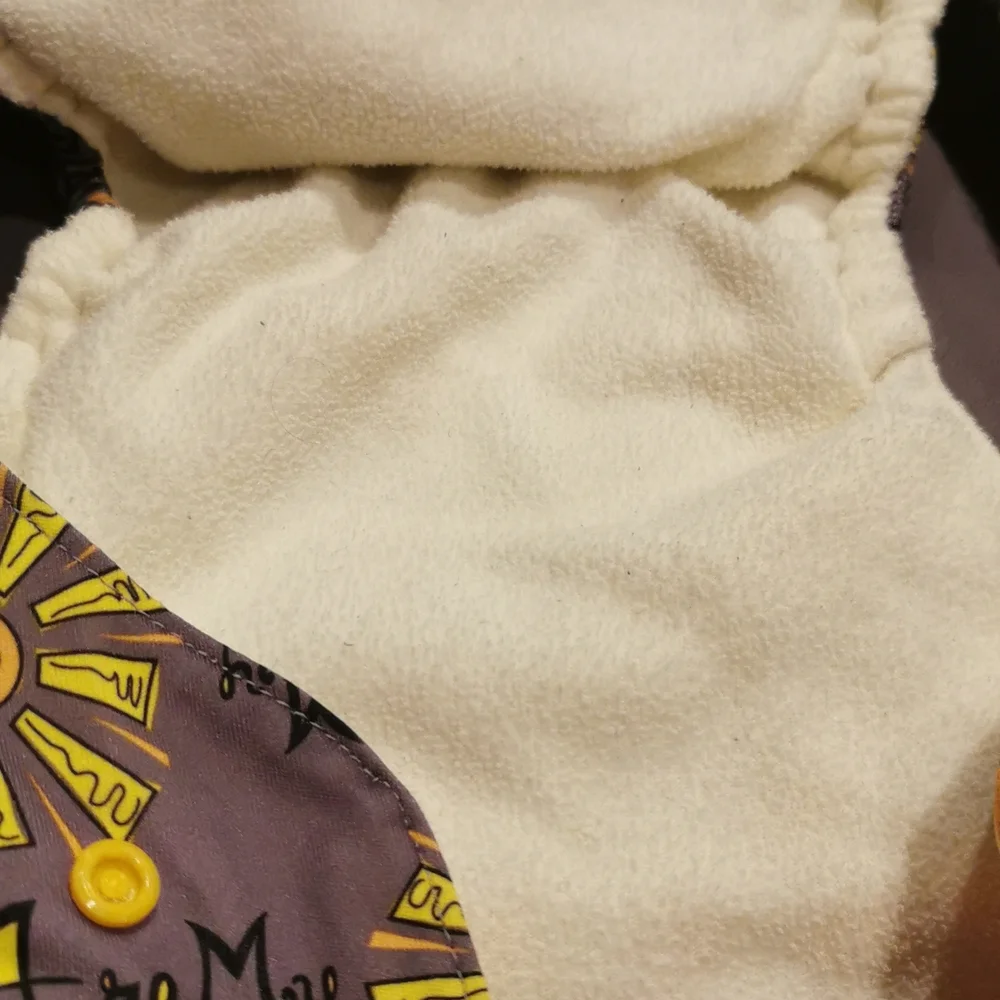 2 Reusable pocket cloth diapers, You are my Sunshine, bee hive, yellow